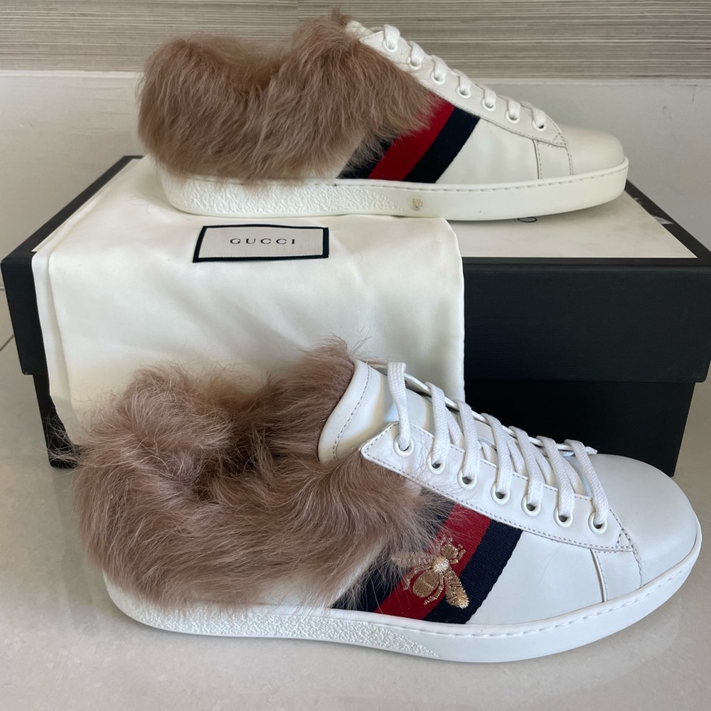 Gucci Ace Sneakers with fur wms 8